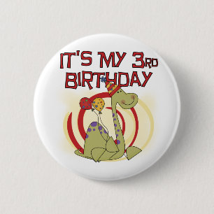 Dinosaur 3rd Birthday Tshirts and Gifts 6 Cm Round Badge