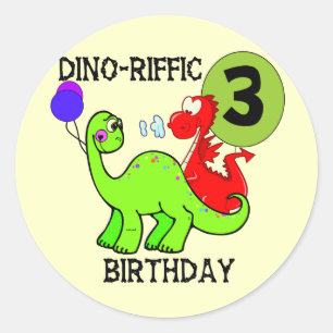 Dinosaur 3rd Birthday Tshirts and Gifts Classic Round Sticker