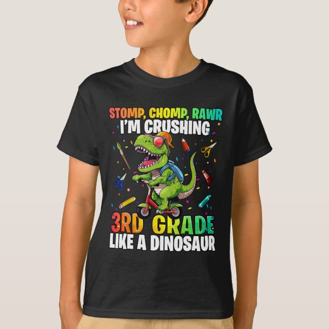 Dinosaur 3rd Grade Back to School First Day of Sch T-Shirt (Front)