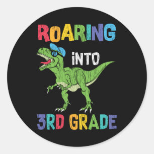 Dinosaur 3rd Grade Back to School Kids Gift Classic Round Sticker