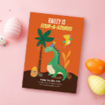 Dinosaur 4-A-Saurus Kids Fourth Birthday Invites<br><div class="desc">Custom dinosaur themed 4th birthday party invitations for boy or girl. Fun,  playful dino-mite design for a four-a-saurus fourth birthday party. Celebrate your girl's or boy's big day by inviting friends and family to a roaring good time. White with dinosaur theme illustration on back.</div>