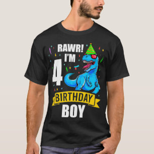 Dinosaur 4 Four Year Old 4th Birthday Boy kid T-Shirt
