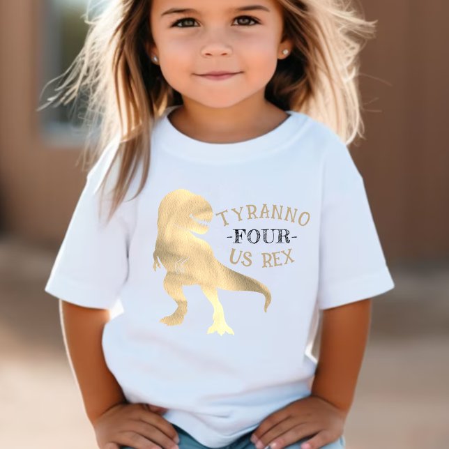 Dinosaur 4th Birthday Party Gold Tyrannosaurus Rex Baby T-Shirt (Dinosaur 4th Birthday Party Gold Tyrannosaurus Rex Baby T-Shirt
)