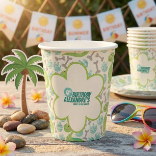 Dinosaur 4th Birthday Party ,Green Dino-Riffic Paper Cups