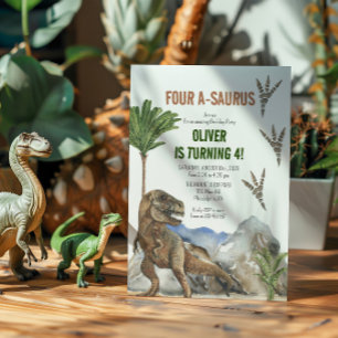 Dinosaur 4th Birthday Party invitation