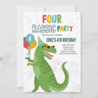 Dinosaur 4th Birthday Party T-Rex 4th Birthday