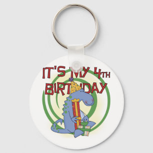 Dinosaur 4th Birthday T-shirts and Gifts Key Ring