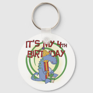 Dinosaur 4th Birthday T-shirts and Gifts Key Ring