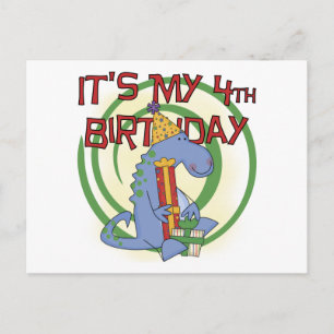 Dinosaur 4th Birthday T-shirts and Gifts Postcard