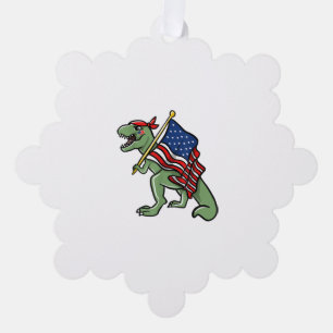 Dinosaur 4th of July American Flag Patriotic Tree Decoration Card