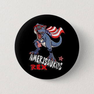 Dinosaur 4th Of July Amerisaurus Rex Funny 6 Cm Round Badge