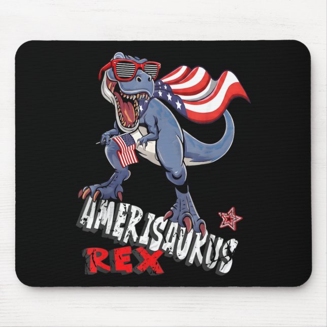 Dinosaur 4th Of July Amerisaurus Rex Funny Mouse Pad (Front)