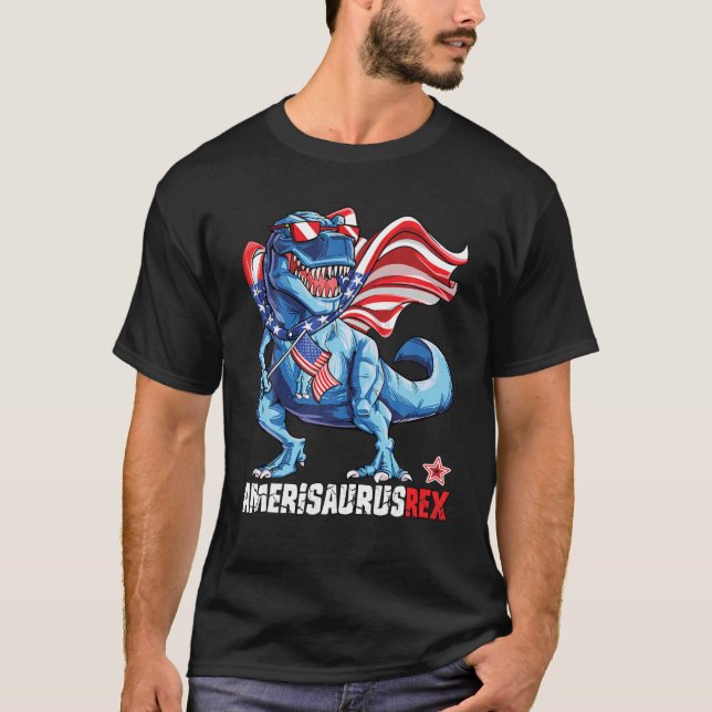 Dinosaur 4Th Of July Amerisaurus T Rex Funny Gift T-Shirt (Front)