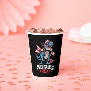 Dinosaur 4th of July Amerisaurus T Rex Funny Paper Cups