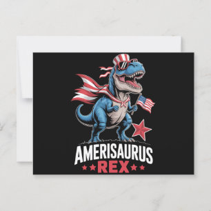 Dinosaur 4th of July Amerisaurus T Rex Funny Postcard