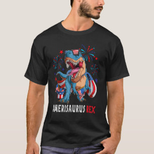 Dinosaur 4th of July Boys Girls Men Amerisaurus Re T-Shirt