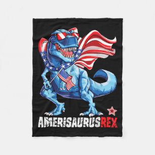 Dinosaur 4th of July Boys Girls Men Amerisaurus T Fleece Blanket