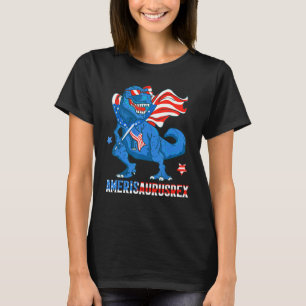 Dinosaur 4th of July Boys Girls Men Women Amerisau T-Shirt
