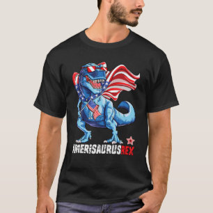 Dinosaur 4Th Of July Boys Men Amerisaurus T Rex Fu T-Shirt