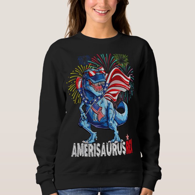 Dinosaur 4th Of July Kids Boy Men Amerisaurus Rex  Sweatshirt (Front)