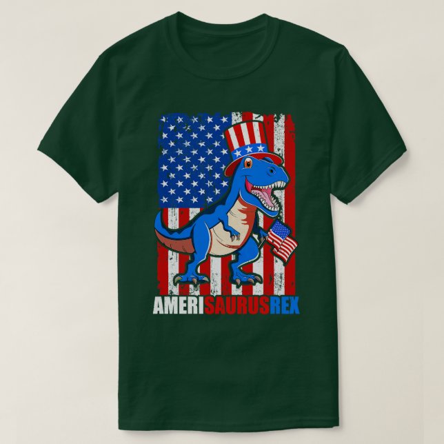 Dinosaur 4th of July Kids Boys Men Amerisaurus T R T-Shirt (Design Front)