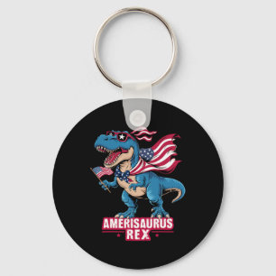 Dinosaur 4th Of July Men Women Boys Girls Amerisau Key Ring