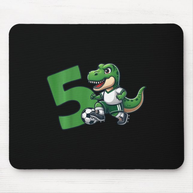 Dinosaur 5 Years Soccer 5th Birthday  Mouse Pad (Front)