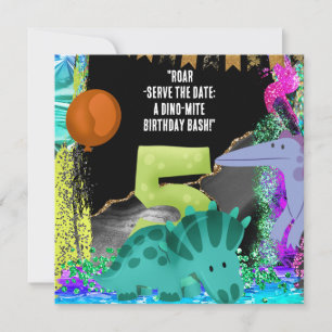  Dinosaur 5th Birthday Party  Save The Date