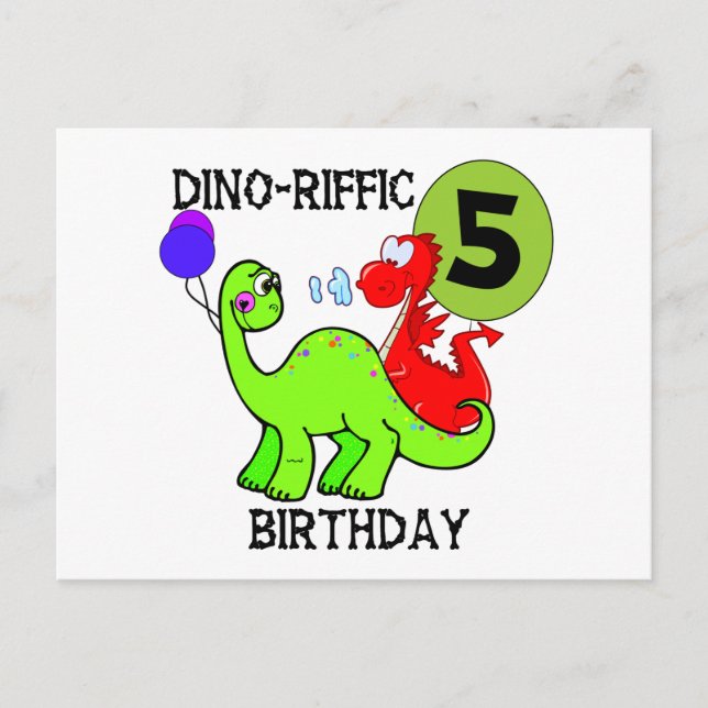 Dinosaur 5th Birthday T-shirts and Gifts Postcard (Front)