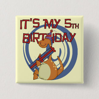Dinosaur 5th Birthday Tshirts and Gifts 15 Cm Square Badge