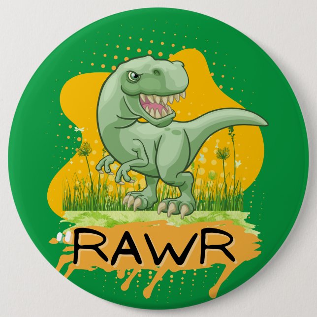 dinosaur 6 cm round badge (Front)