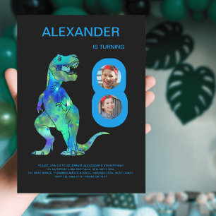 Dinosaur 8th Birthday Party Custom photo  Invitation