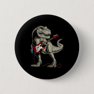 Dinosaur Acoustic Electric B Guitar Player  6 Cm Round Badge