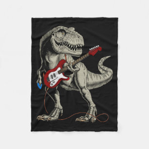 Dinosaur Acoustic Electric B Guitar Player Fleece Blanket