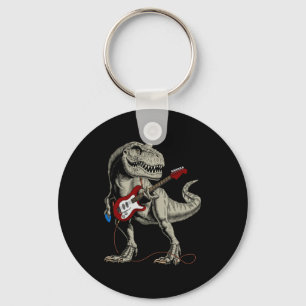 Dinosaur Acoustic Electric B Guitar Player  Key Ring
