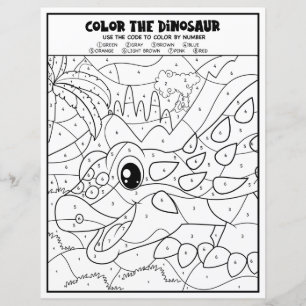 Dinosaur Activity For Kids Colouring Page By Numbe