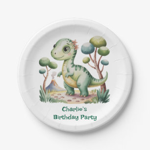 Dinosaur Adventure Boy's Birthday Party Paper Plate