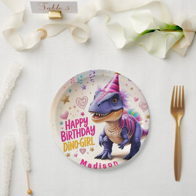 Dinosaur Adventure Happy Birthday Paper Plate (Wedding)