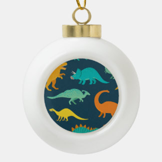 Dinosaur Adventure: Kids' Nursery Wallpaper Ceramic Ball Christmas Ornament