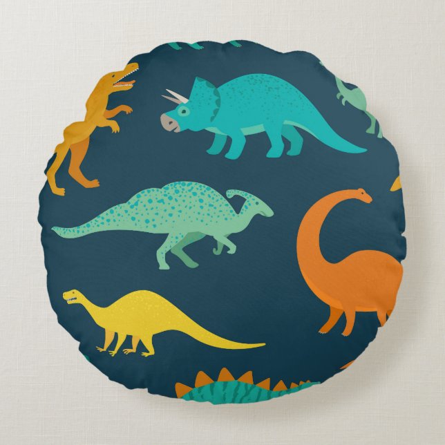 Dinosaur Adventure: Kids' Nursery Wallpaper Round Cushion (Front)