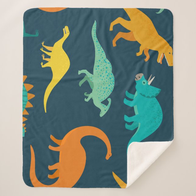 Dinosaur Adventure: Kids' Nursery Wallpaper Sherpa Blanket (Front)