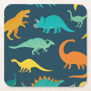 Dinosaur Adventure: Kids' Nursery Wallpaper Square Paper Coaster