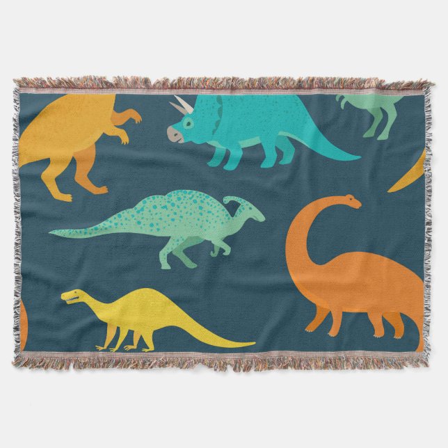 Dinosaur Adventure: Kids' Nursery Wallpaper Throw Blanket (Front)