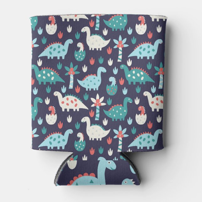 Dinosaur Adventure Seamless Design Can Cooler (Front)