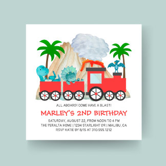 Dinosaur Adventure Train Birthday Party Invitation