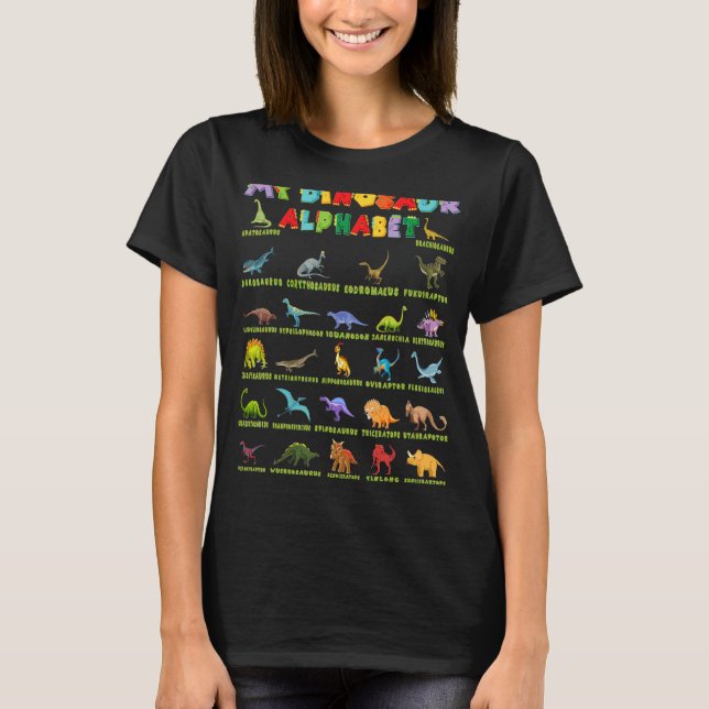 Dinosaur Alphabet Dino For Kids Boys Men Women T-Shirt (Front)