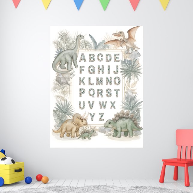 Dinosaur Alphabet Nursery Watercolor Poster (Creator Uploaded)