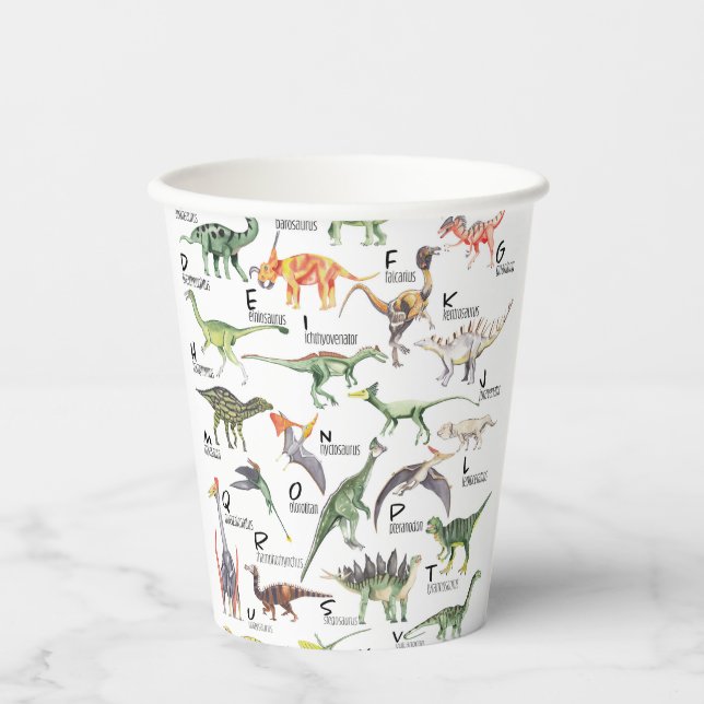 Dinosaur Alphabet Paper Cups (Front)