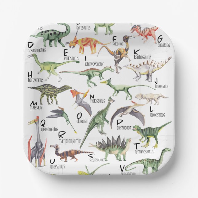 Dinosaur Alphabet Paper Plate (Front)