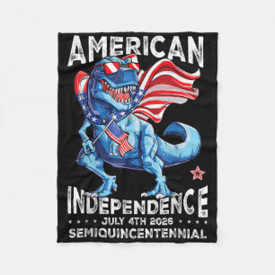 Dinosaur American Flag 250th Years T Rex Usa 4th O Fleece Blanket